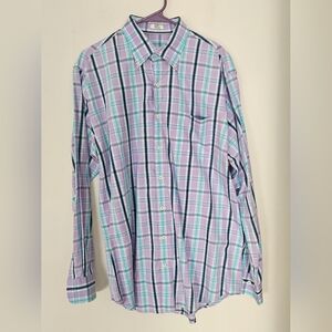Peter Millar long-sleeve, button-down casual shirt with a multicolor plaid Large